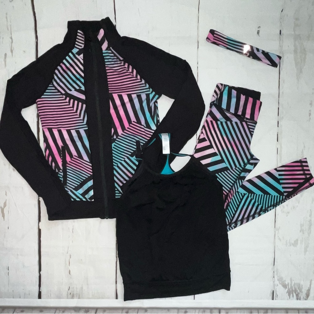 Ivivva lululemon Colorful Aztec Print Reversible Jacket Top Pants Outfit Set 10